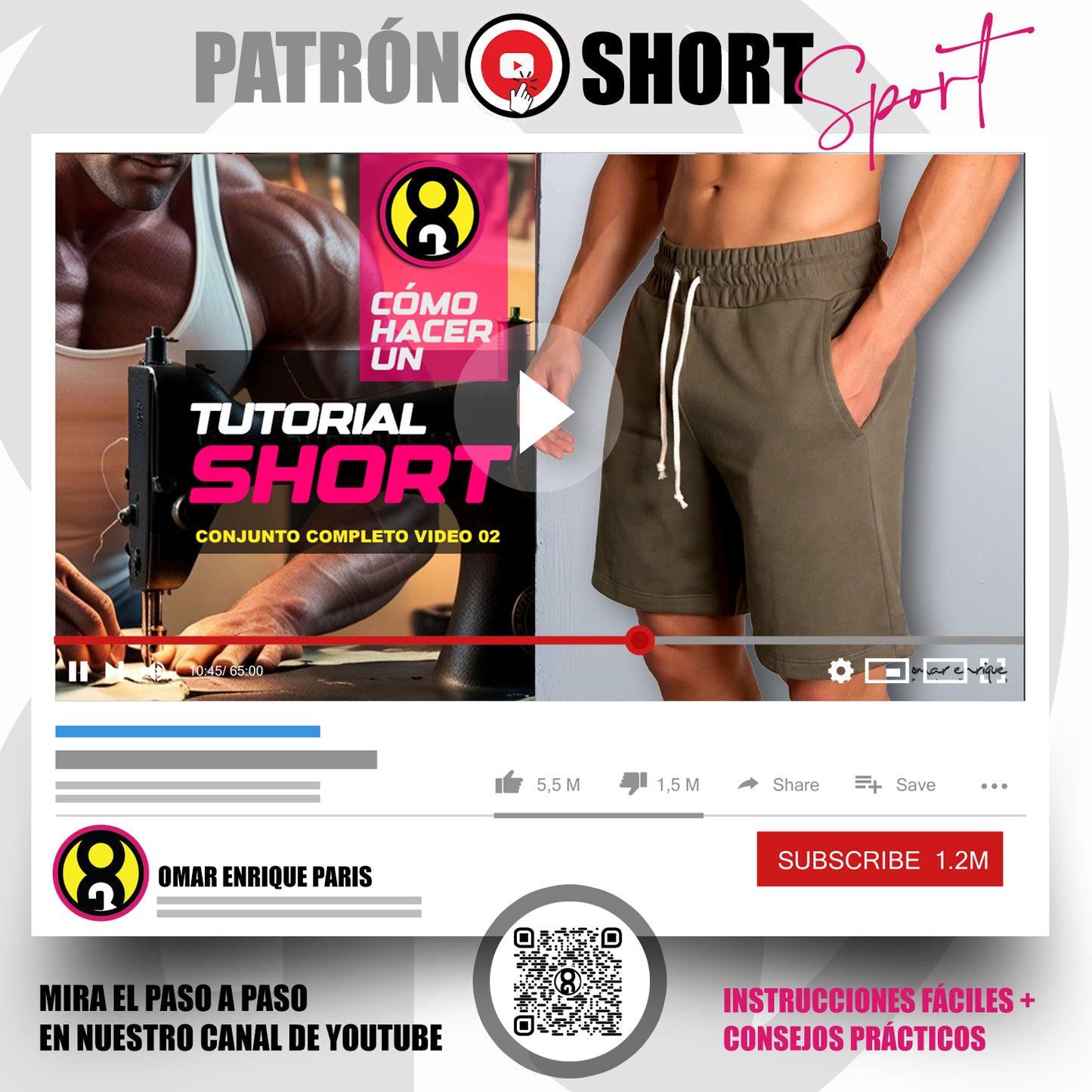 Patrón Short Deportivo – PDF Descargable (Tallas S a XXL)