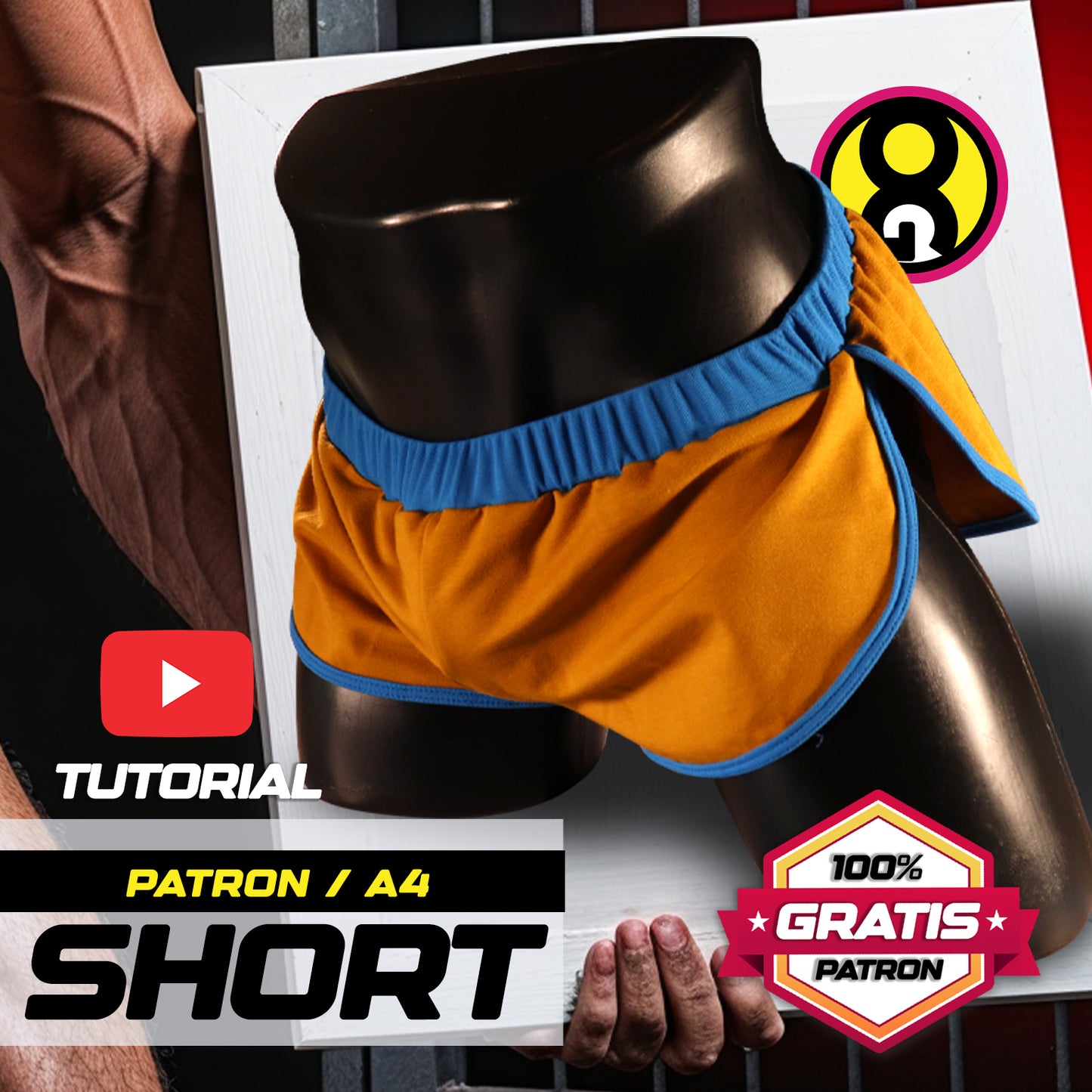 PATRÓN GRATIS – MINI SHORT CON JOCKSTRAP SEXY PARA HOMBRE 🩳 | PDF A4