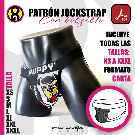 Patrón profesional de jockstrap con bolsillo en PDF de Omar Enrique Paris. Incluye tallas XS–XXXL, formatos A4 y Carta, e instrucciones básicas. Descarga inmediata y tutorial en YouTube para que confecciones tu propia prenda con estilo.