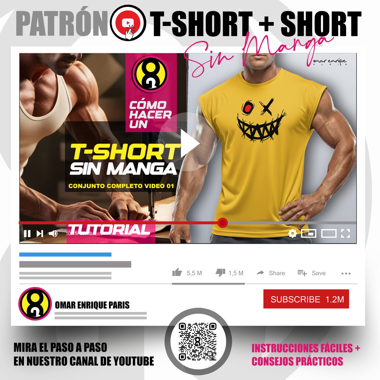 Patrón Conjunto Deportivo – T-Shirt Sin Manga + Short + 28 Diseños en Vector PDF Descargable (Tallas S a XXL)