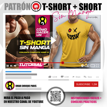 Patrón Conjunto Deportivo – T-Shirt Sin Manga + Short + 28 Diseños en Vector PDF Descargable (Tallas S a XXL)