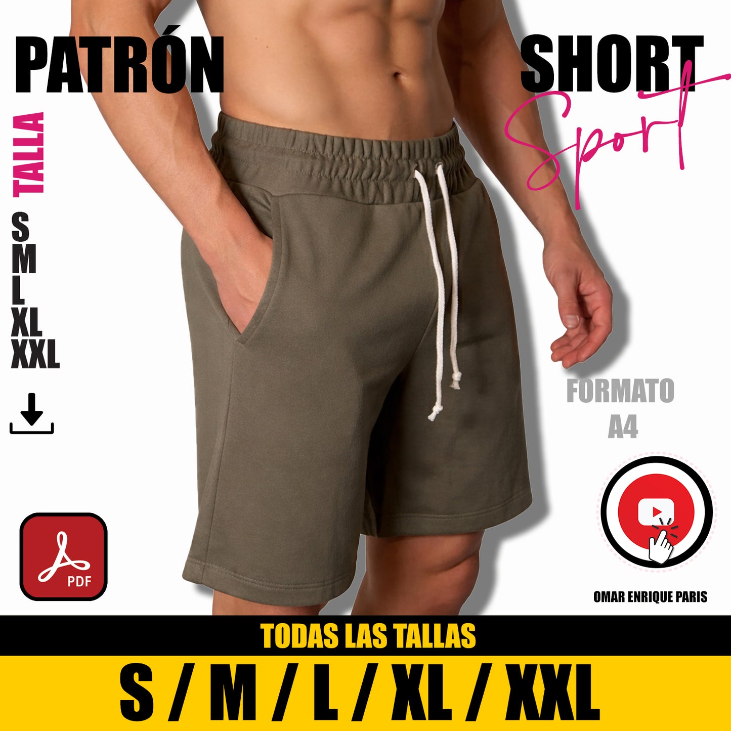 Patrón Short Deportivo – PDF Descargable (Tallas S a XXL)