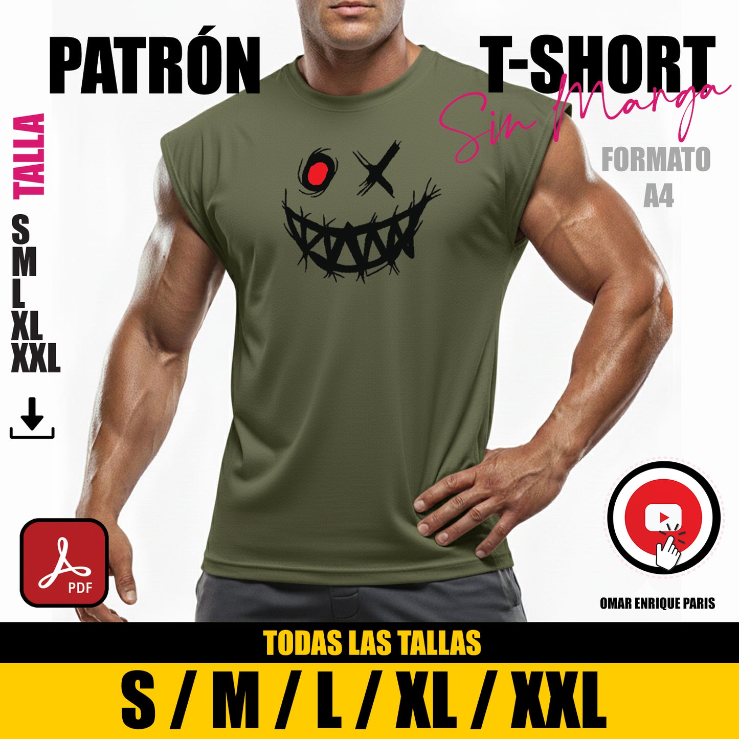 Patrón T-Shirt Sin Manga – PDF Descargable (Tallas S a XXL)
