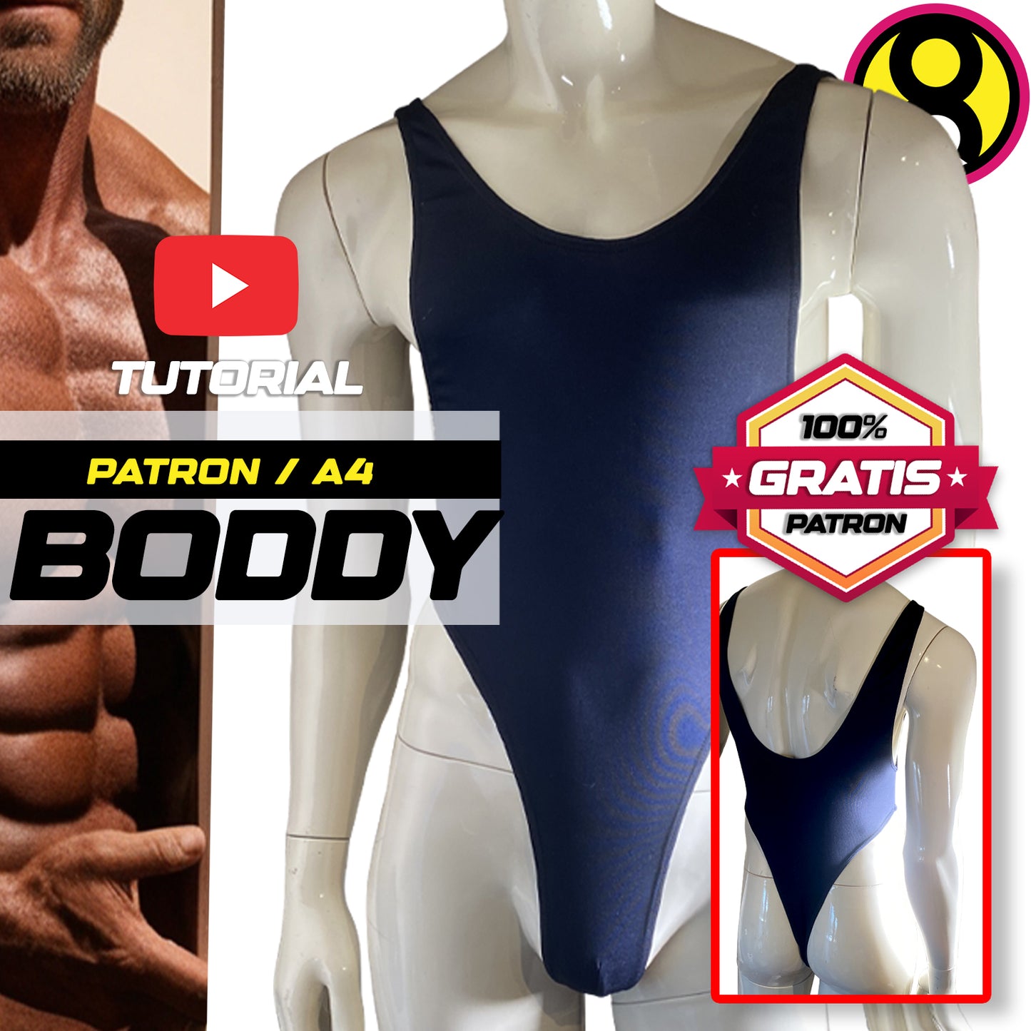 PATRÓN GRATIS – BODY SEXY PARA HOMBRE CON ELÁSTICA  | MODELO 02 | PDF A4