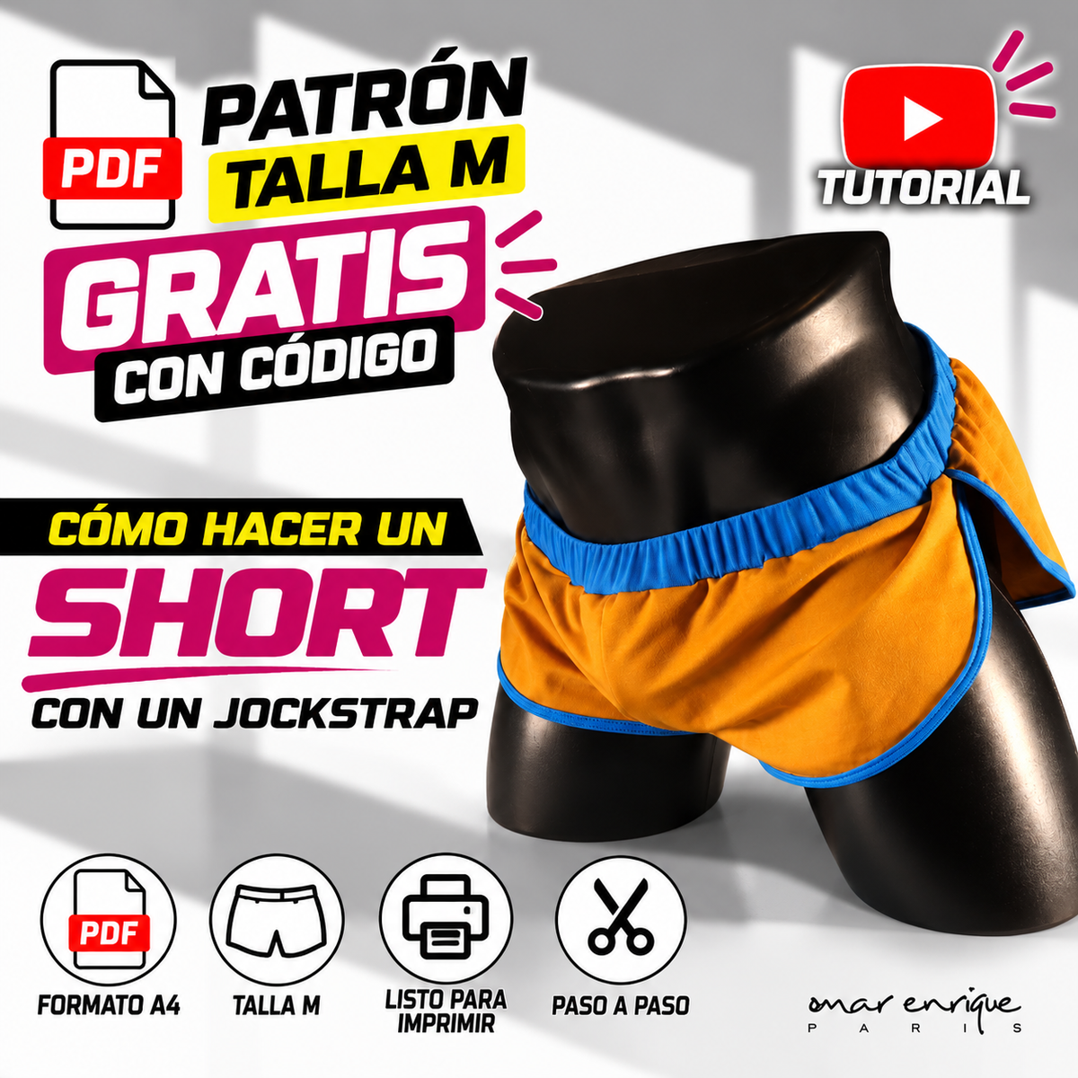 PATRÓN PDF A4 SHORT CON JOCKSTRAP | GRATIS CON CÓDIGO
